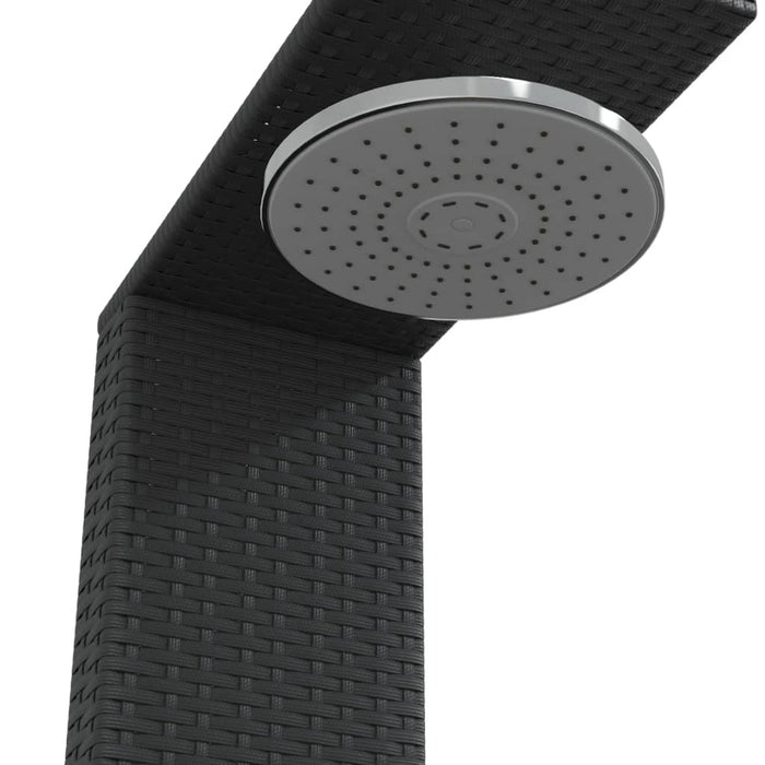 Outdoor Shower Black 100x100x241.5 cm Poly Rattan and Acacia Wood