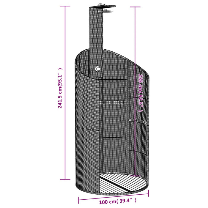 Outdoor Shower Black 100x100x241.5 cm Poly Rattan and Acacia Wood