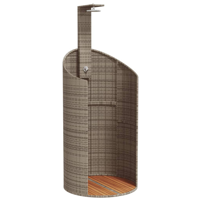 Outdoor Shower Grey 100x100x241.5 cm Poly Rattan and Acacia Wood