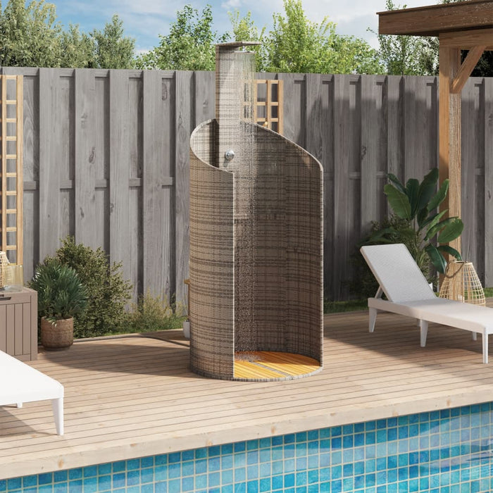 Outdoor Shower Grey 100x100x241.5 cm Poly Rattan and Acacia Wood