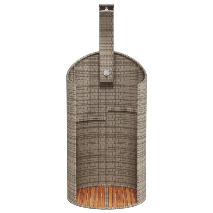 Outdoor Shower Grey 100x100x241.5 cm Poly Rattan and Acacia Wood