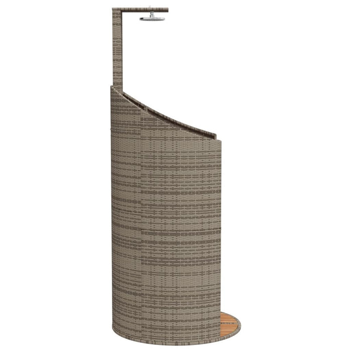 Outdoor Shower Grey 100x100x241.5 cm Poly Rattan and Acacia Wood