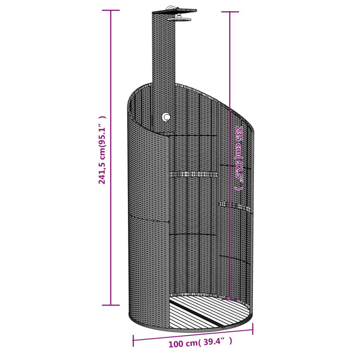 Outdoor Shower Grey 100x100x241.5 cm Poly Rattan and Acacia Wood