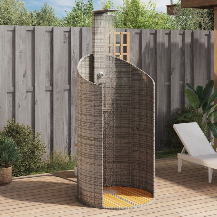 Outdoor Shower Grey 100x100x241.5 cm Poly Rattan and Acacia Wood