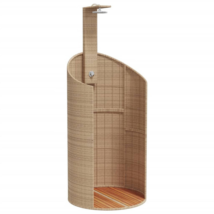 Outdoor Shower Beige 100x100x241.5 cm Poly Rattan and Acacia Wood