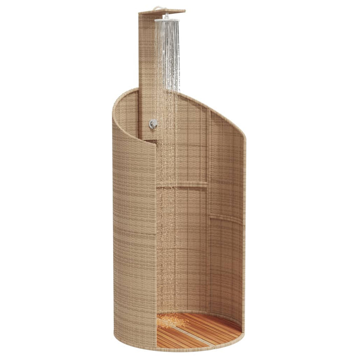 Outdoor Shower Beige 100x100x241.5 cm Poly Rattan and Acacia Wood