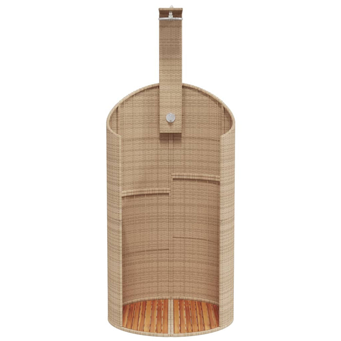 Outdoor Shower Beige 100x100x241.5 cm Poly Rattan and Acacia Wood