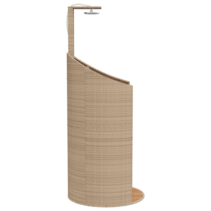 Outdoor Shower Beige 100x100x241.5 cm Poly Rattan and Acacia Wood