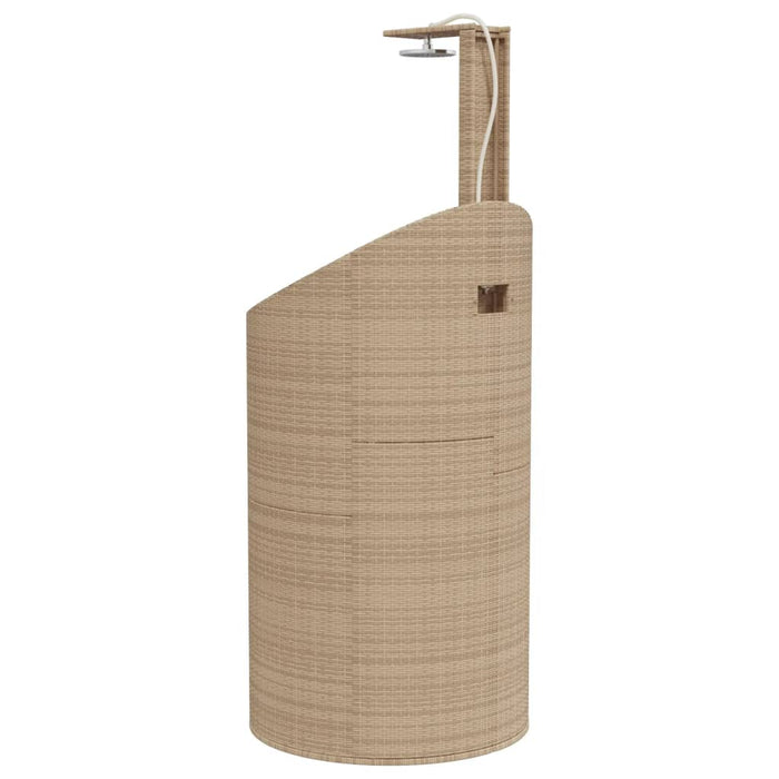 Outdoor Shower Beige 100x100x241.5 cm Poly Rattan and Acacia Wood