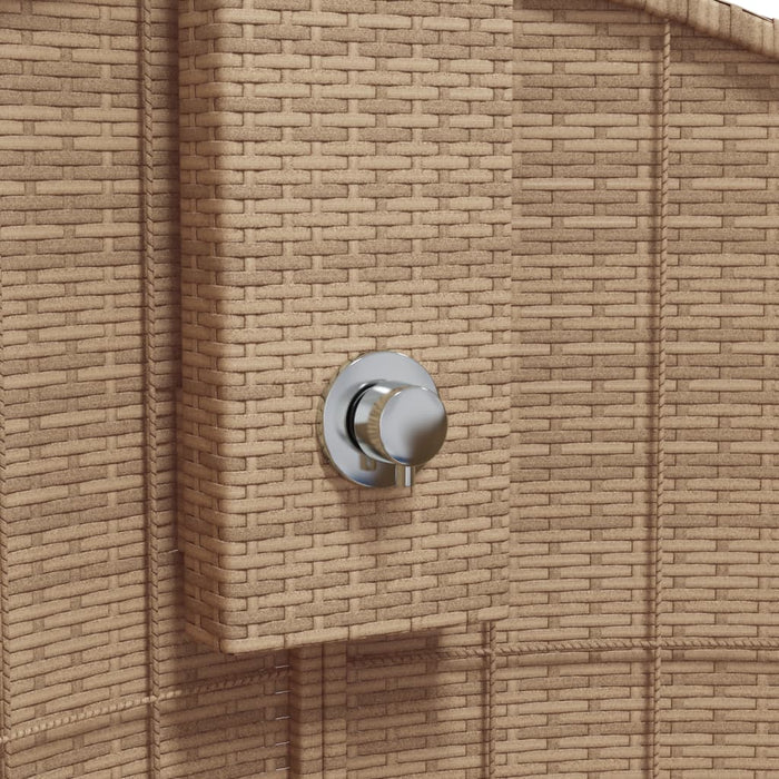 Outdoor Shower Beige 100x100x241.5 cm Poly Rattan and Acacia Wood