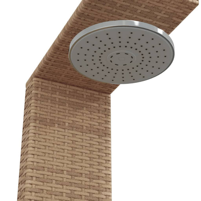 Outdoor Shower Beige 100x100x241.5 cm Poly Rattan and Acacia Wood