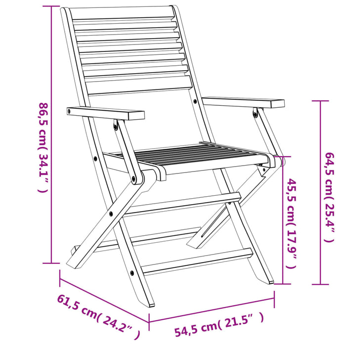 Scaune de gradina pliabile 4 buc 54,5x61,5x86,5 cm Lemn masiv de salcam