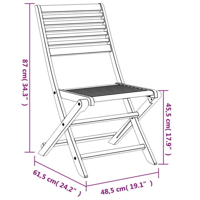 Scaune de gradina pliabile 2 buc 48,5x61,5x87 cm Lemn masiv de salcam