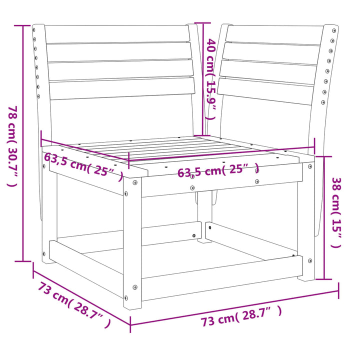 Ъглов Градински Диван 73x73x78 см Дъглас Масив