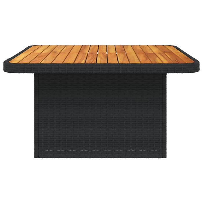 Garden Table Black 80x80x71 cm Poly Rattan and Acacia Wood