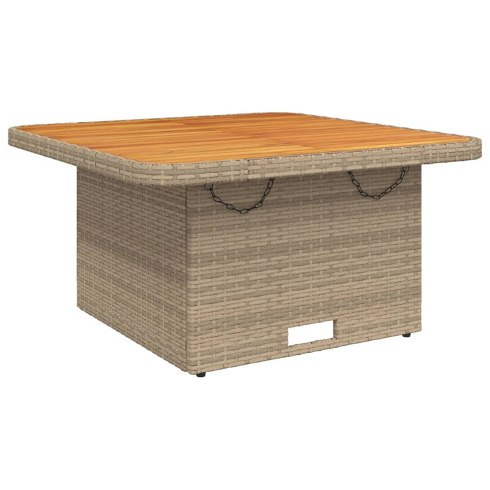 Garden Table Beige 80x80x71 cm Poly Rattan and Acacia Wood