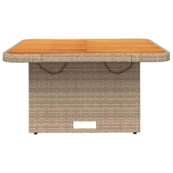 Garden Table Beige 80x80x71 cm Poly Rattan and Acacia Wood