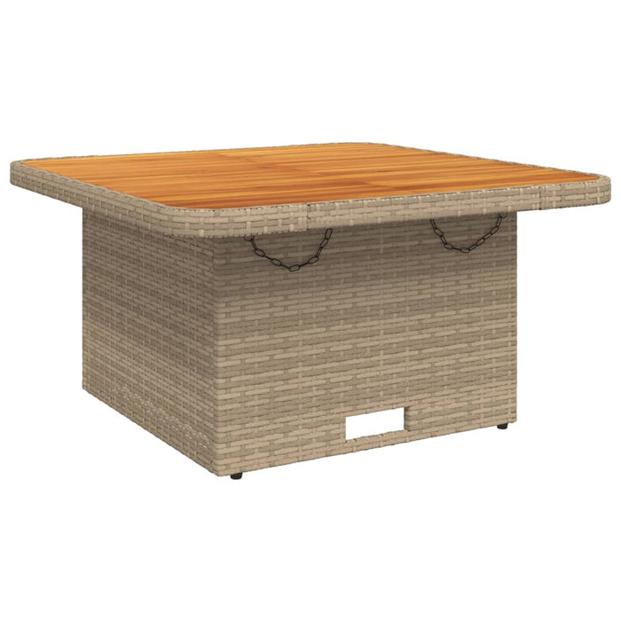 Garden Table Beige 80x80x71 cm Poly Rattan and Acacia Wood