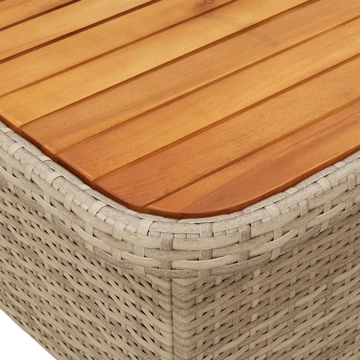 Garden Table Beige 110x110x71 cm Poly Rattan and Acacia Wood