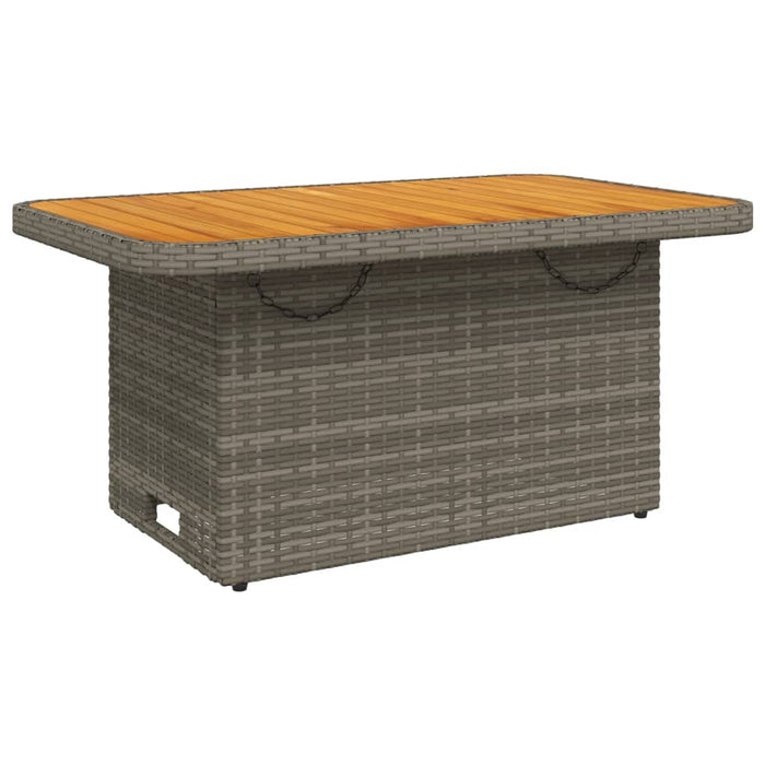 Garden Table Grey 90x55x71 cm Poly Rattan and Acacia Wood