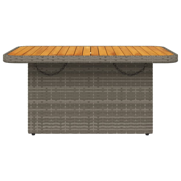 Garden Table Grey 90x55x71 cm Poly Rattan and Acacia Wood