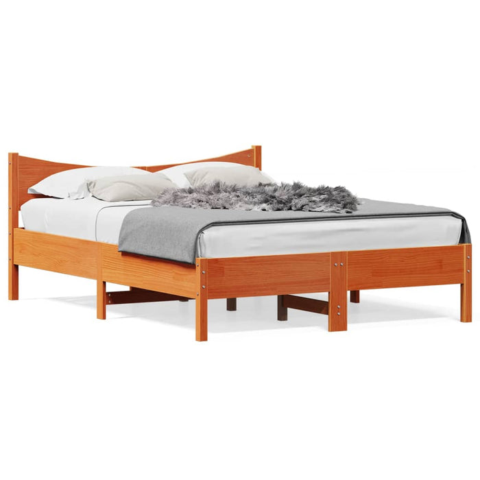 Bed Frame without Mattress Wax Brown 140x200 cm Solid Wood Pine