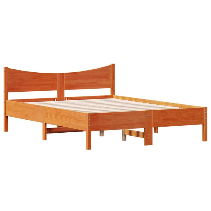 Bed Frame without Mattress Wax Brown 140x200 cm Solid Wood Pine