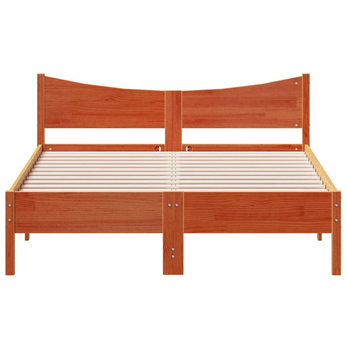 Bed Frame without Mattress Wax Brown 140x200 cm Solid Wood Pine