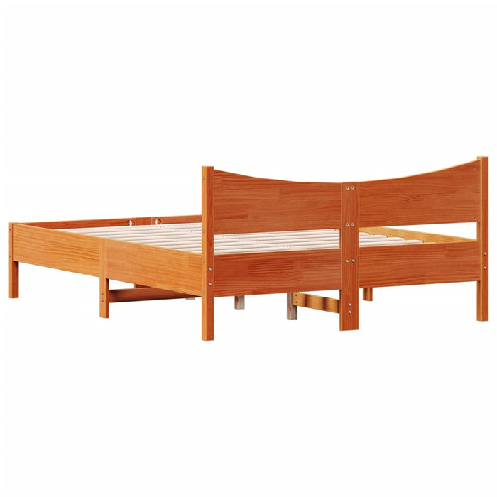 Bed Frame without Mattress Wax Brown 140x200 cm Solid Wood Pine