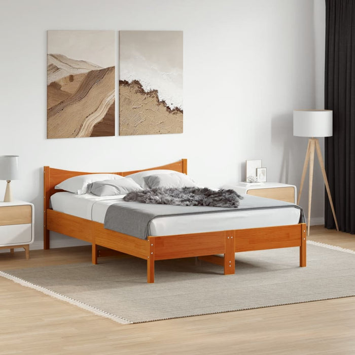 Bed Frame without Mattress Wax Brown 140x200 cm Solid Wood Pine