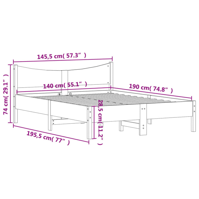 Bed Frame without Mattress 140x190 cm Solid Wood Pine