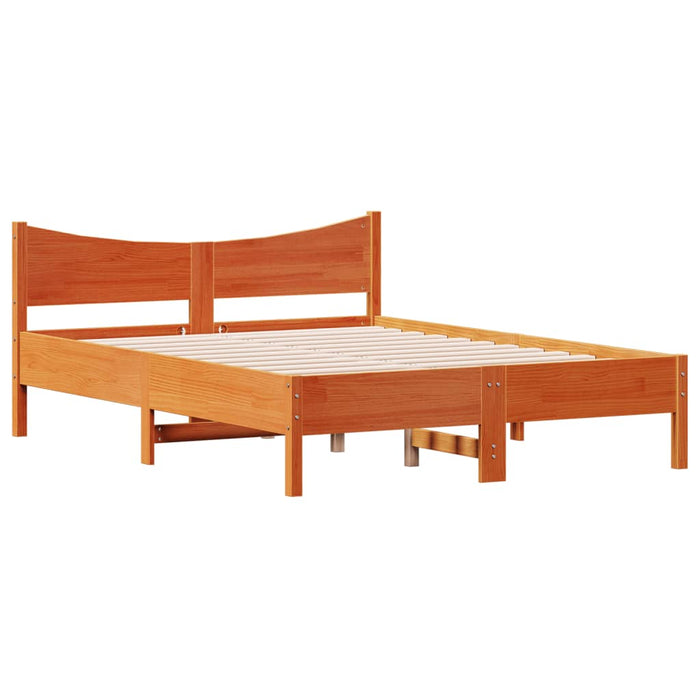 Bed Frame without Mattress Wax Brown 140x190 cm Solid Wood Pine