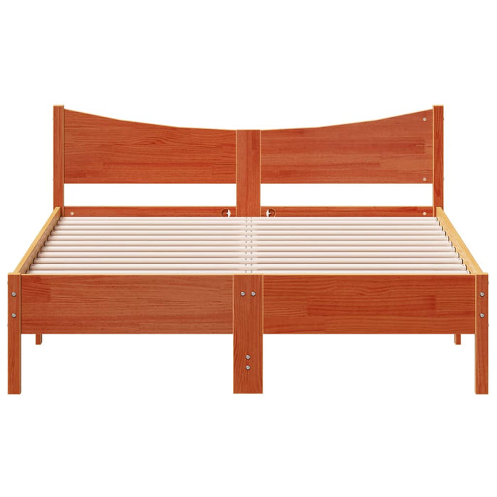 Bed Frame without Mattress Wax Brown 140x190 cm Solid Wood Pine