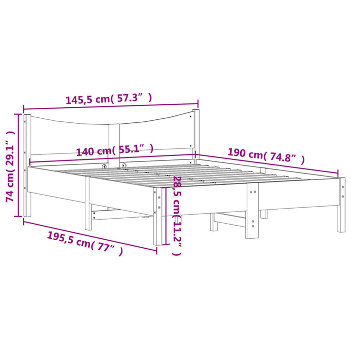 Bed Frame without Mattress Wax Brown 140x190 cm Solid Wood Pine