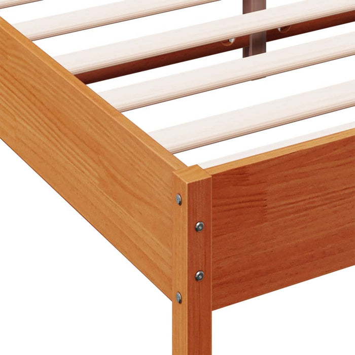 Bed Frame without Mattress Wax Brown 135x190 cm Double Solid Wood Pine