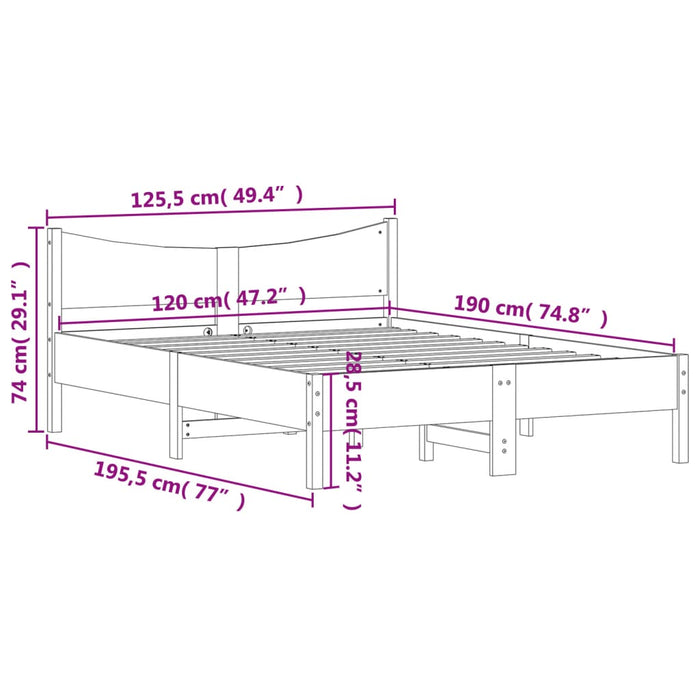 Bed Frame without Mattress 120x190 cm Small Double Solid Wood Pine