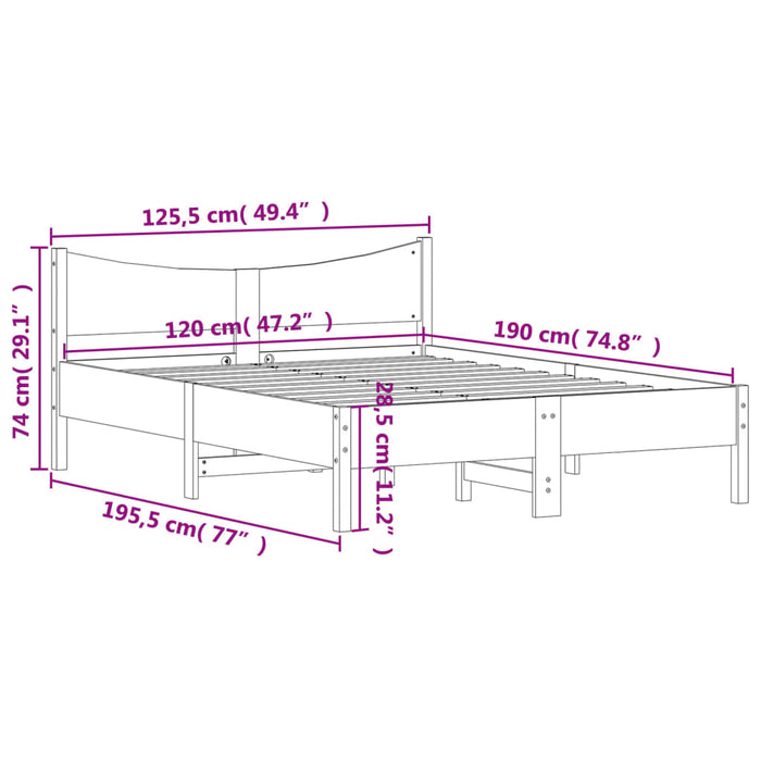 Bed Frame without Mattress White 120x190 cm Small Double Solid Wood Pine