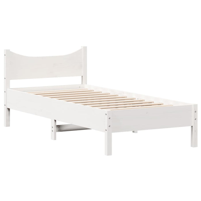 Bed Frame without Mattress White 90x190 cm Single Solid Wood Pine