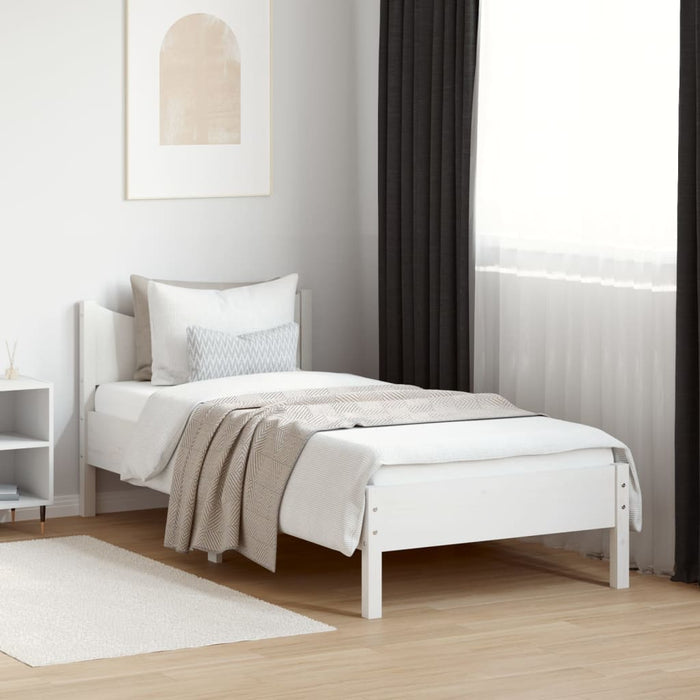 Bed Frame without Mattress White 90x190 cm Single Solid Wood Pine