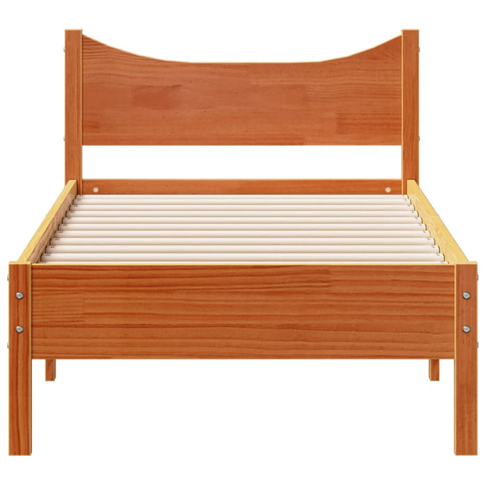 Bed Frame without Mattress Wax Brown 90x190 cm Single Solid Wood Pine