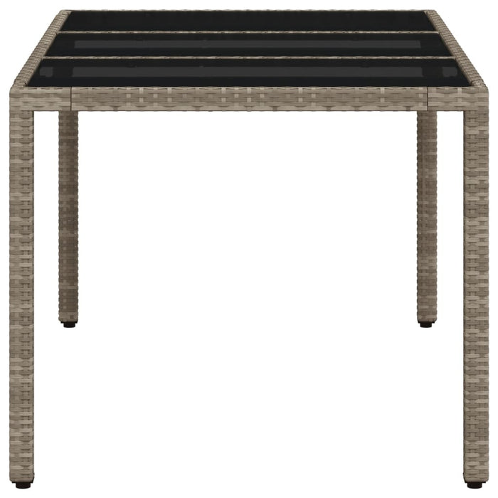 Garden Table with Glass Top Light Grey 150x90x75 cm Poly Rattan