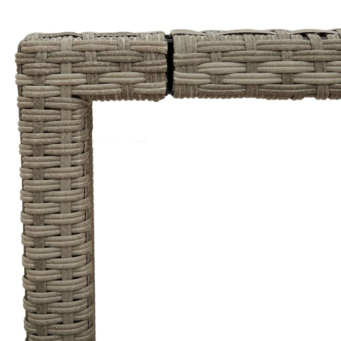 Garden Table with Glass Top Light Grey 150x90x75 cm Poly Rattan