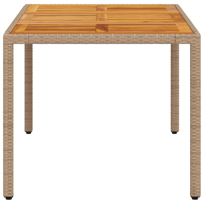 Garden Table Beige 150x90x75 cm Poly Rattan Acacia Wood