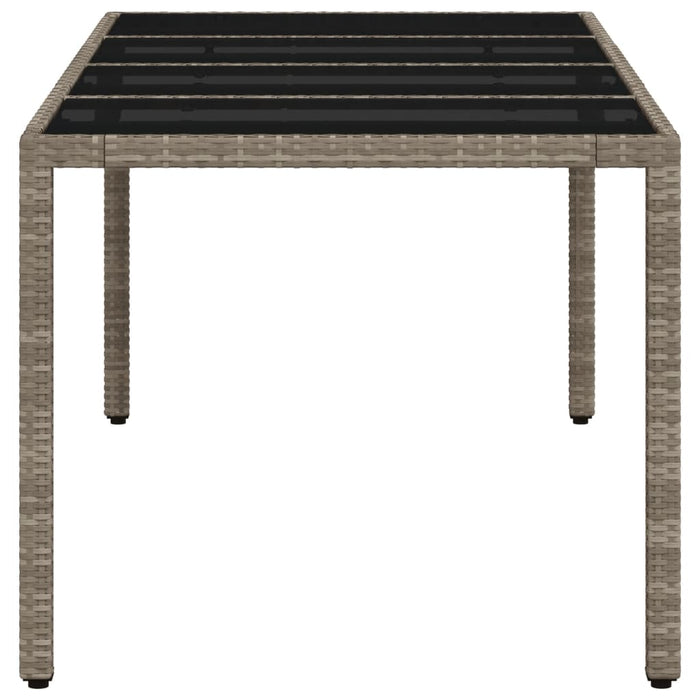 Garden Table with Glass Top Light Grey 190x90x75 cm Poly Rattan