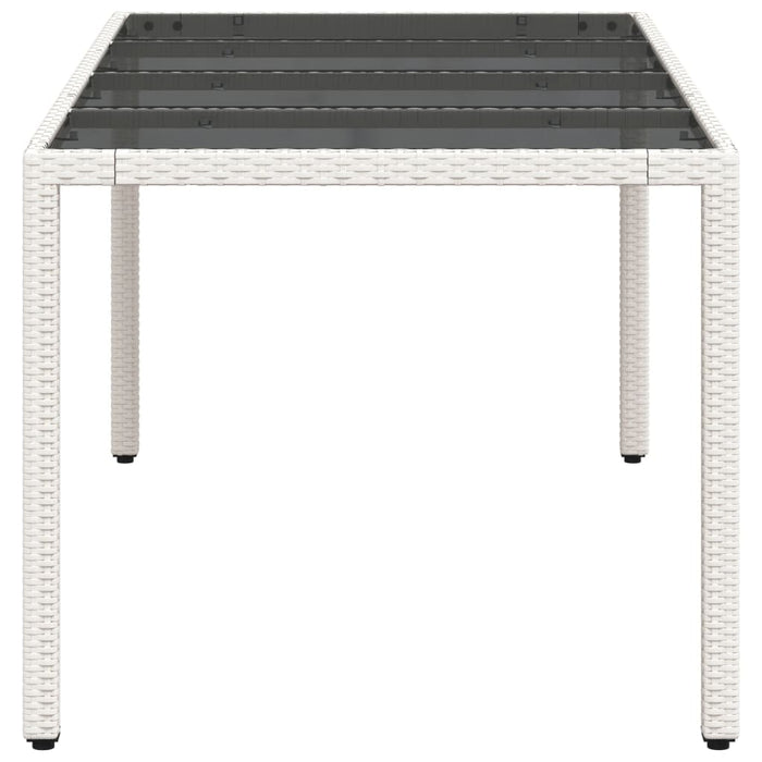 Garden Table with Glass Top White 190x90x75 cm Poly Rattan