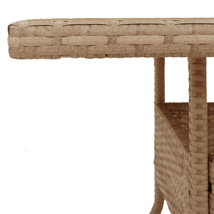 Garden Table Beige 80x80x75 cm Poly Rattan Acacia Wood