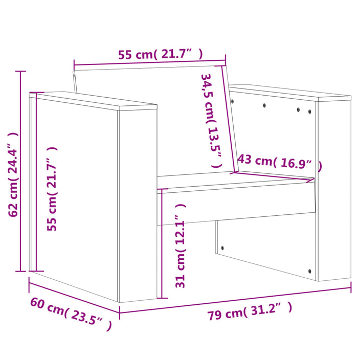 Градински Диван 79x60x62 см Импрегниран бор