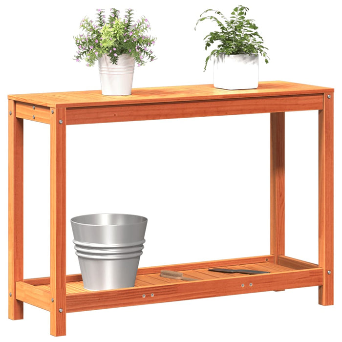 Potting Table with Shelf Wax Brown 108x35x75 cm Solid Wood Pine