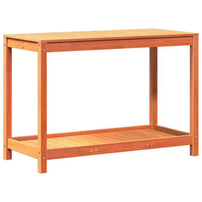 Potting Table with Shelf Wax Brown 108x50x75 cm Solid Wood Pine