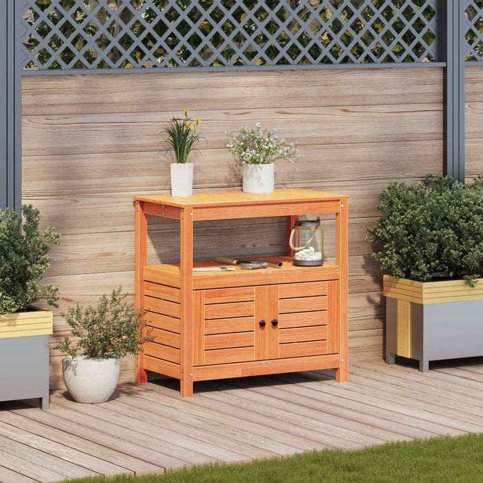 Potting Table with Shelves Brown 82.5x45x81 cm Solid Wood Pine